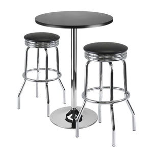 Winsome Wood Summit 3-piece Pub Table Set With Swivel Stools - Modern Black & Chrome Design For Dining & Fun Black ,Metal Composite Wood ,Metal 93362-winsome-wood