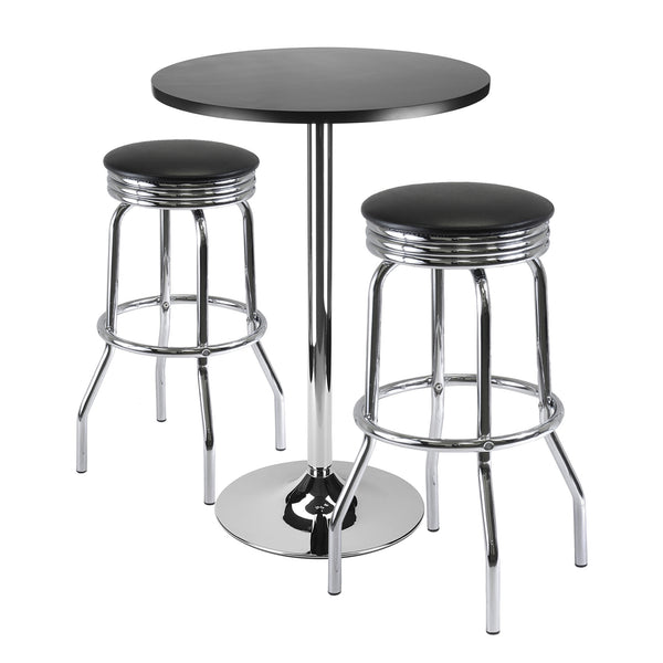 Winsome Wood Summit 3-piece Pub Table Set With Swivel Stools - Modern Black & Chrome Design For Dining & Fun Black ,Metal Composite Wood ,Metal 93362-winsome-wood
