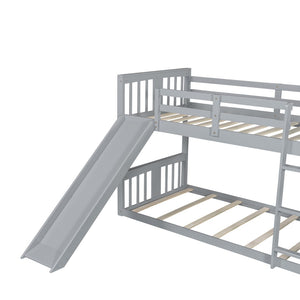 English Elm Twin Over Kids Bunk Bed with Slide Ladder Pine Frame White Finish LT000108AAE-1