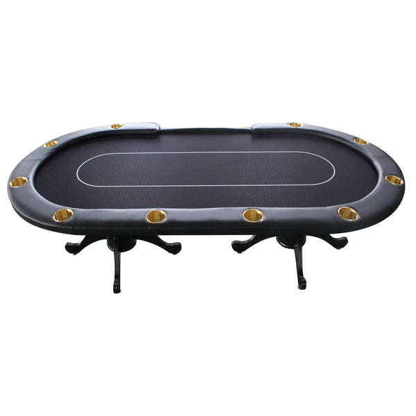 English Elm 96" Oval Casino Poker Table Seats 10 with Speed Cloth Felt Vinyl Armrest Cup Holders Black W2748S00023