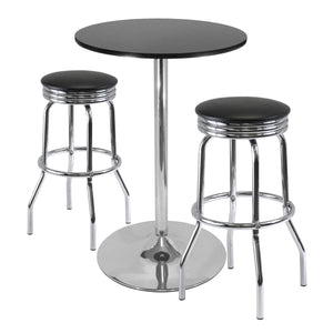 Winsome Wood Summit 3-piece Pub Table Set With Swivel Stools - Modern Black & Chrome Design For Dining & Fun Black ,Metal Composite Wood ,Metal 93380-winsome-wood