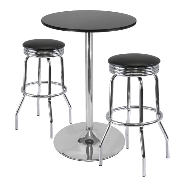 Winsome Wood Summit 3-piece Pub Table Set With Swivel Stools - Modern Black & Chrome Design For Dining & Fun Black ,Metal Composite Wood ,Metal 93380-winsome-wood