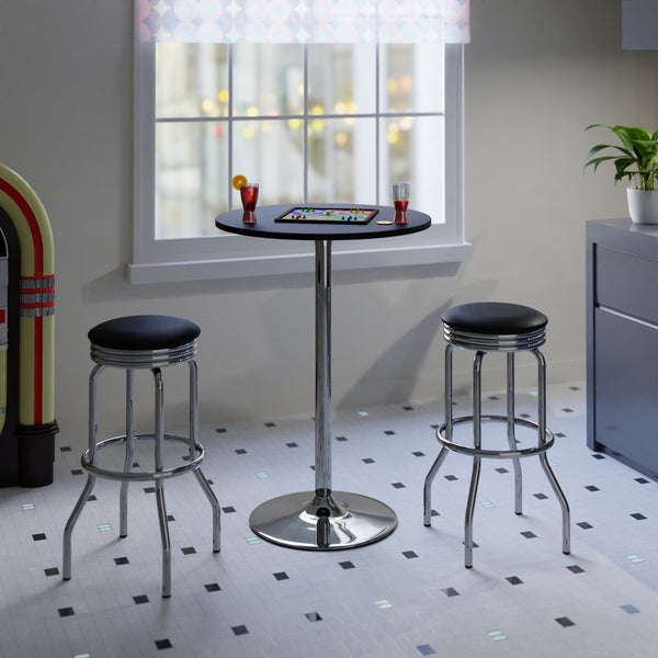 Winsome Wood Summit 3-piece Pub Table Set With Swivel Stools - Modern Black & Chrome Design For Dining & Fun Black ,Metal Composite Wood ,Metal 93380-winsome-wood