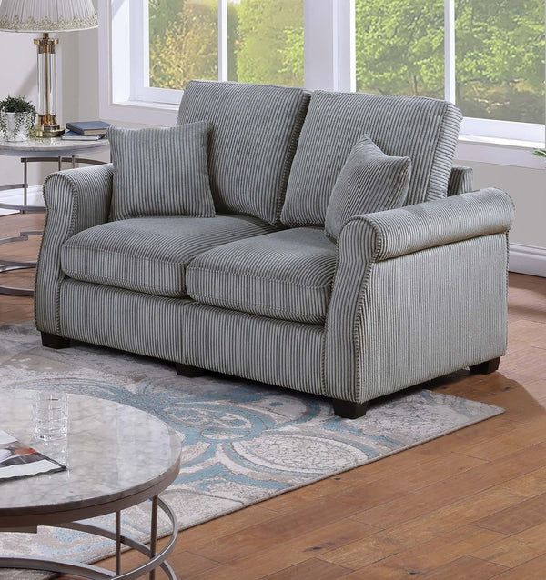 English Elm Black Corduroy Upholstered Sofa and Loveseat Set for Contemporary Living Rooms Fog B011S02182