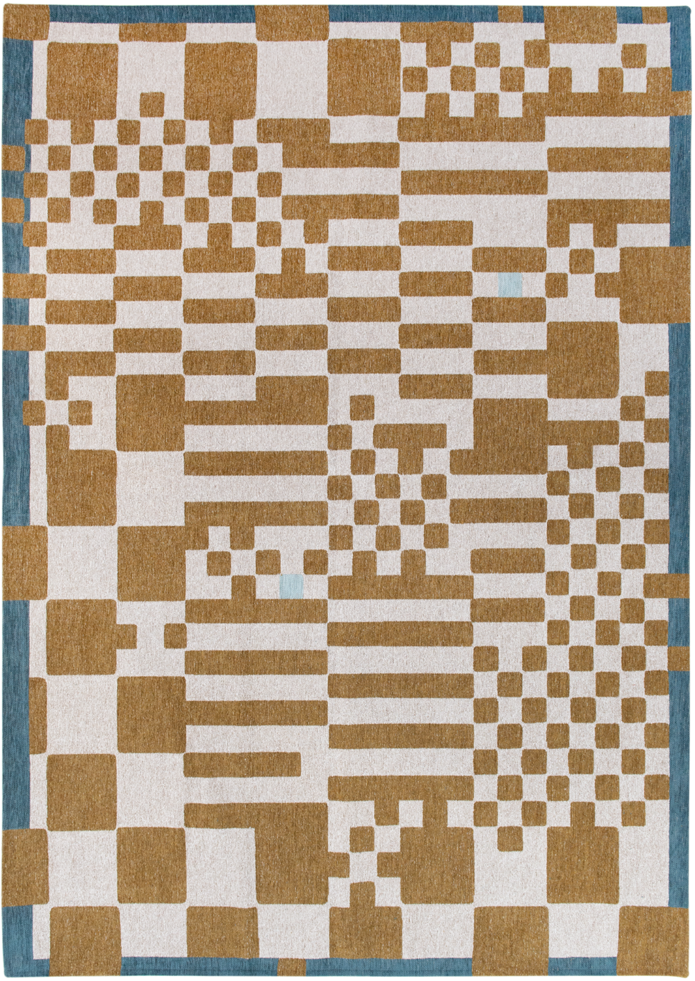 Louis de Pootere Craft Chess 100% PET Poly Mechanically Woven Jacquard Flatweave Geometric Rug Honey 9'2" x 12'10"