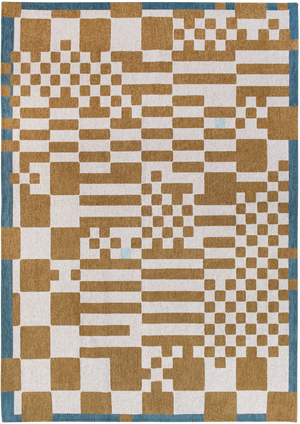 Louis de Pootere Craft Chess 100% PET Poly Mechanically Woven Jacquard Flatweave Geometric Rug Honey 9'2" x 12'10"