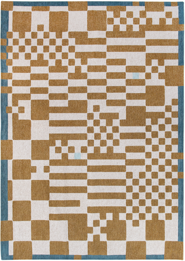 Louis de Pootere Craft Chess 100% PET Poly Mechanically Woven Jacquard Flatweave Geometric Rug Honey 9'2" x 12'10"
