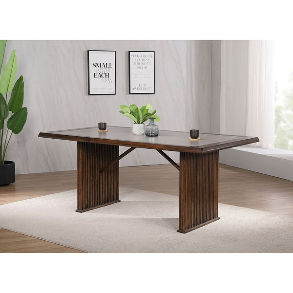 English Elm Wawona Sintered Stone Top Dining Table with Reeded Rubberwood Base Seats Six B062S01669
