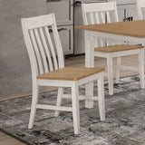 Wooden Dining Chairs Set: Elegant Natural & Off White Design, Solid Hardwood, 17.75 x 20.75 x 35.50