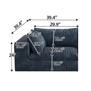 English Elm Cloud Sofa - Luxurious Corduroy Deep Seat Couch With Removable Cushions, No Assembly, Diy Design, Blue W2824P324529