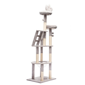 English Elm 72in Cactus Cat Tower Sisal Posts Plush Perches Capsule Pod Multi-level Climb Gray W1578P447629