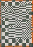 Louis de Pootere Craft Chess 100% PET Poly Mechanically Woven Jacquard Flatweave Geometric Rug Deep Green 9'2" x 12'10"