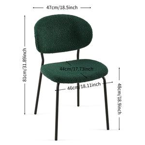 English Elm Dark Green Boucle Dining Chairs Set Of 2 - Stylish, Comfortable, Metal Legs For Modern Spaces W1164P195056