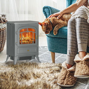 English Elm Homcom 22" Electric Fireplace Heater - Stylish Freestanding Stove With Realistic Led Flames & Safety Features W2225P249840