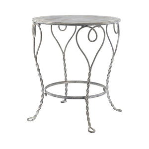 English Elm 26x26x30" Iron Round Side Table Twisted Legs Vintage Silver Shabby Chic Shelf W2078P452864