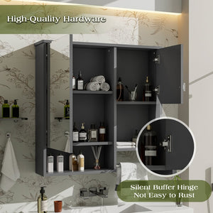 English Elm 29'' Wall Mounted Bathroom Cabinet with Mirror Towel Bar and Adjustable Shelving N710P209440E