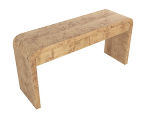 Sunpan ROWENA Console Table – Modern Burl Veneer Entryway Table with Sculptural Design for Sophisticated Decor 112668