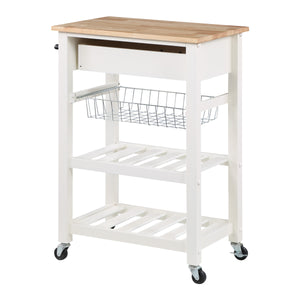 OSP Home Furnishings Hampton Kitchen Cart White White