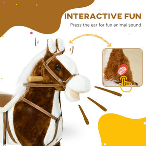 English Elm Qaba Plush Rocking Pony for Toddlers with Sound Effects and Padded Saddle Playroom Fun W2225P217696