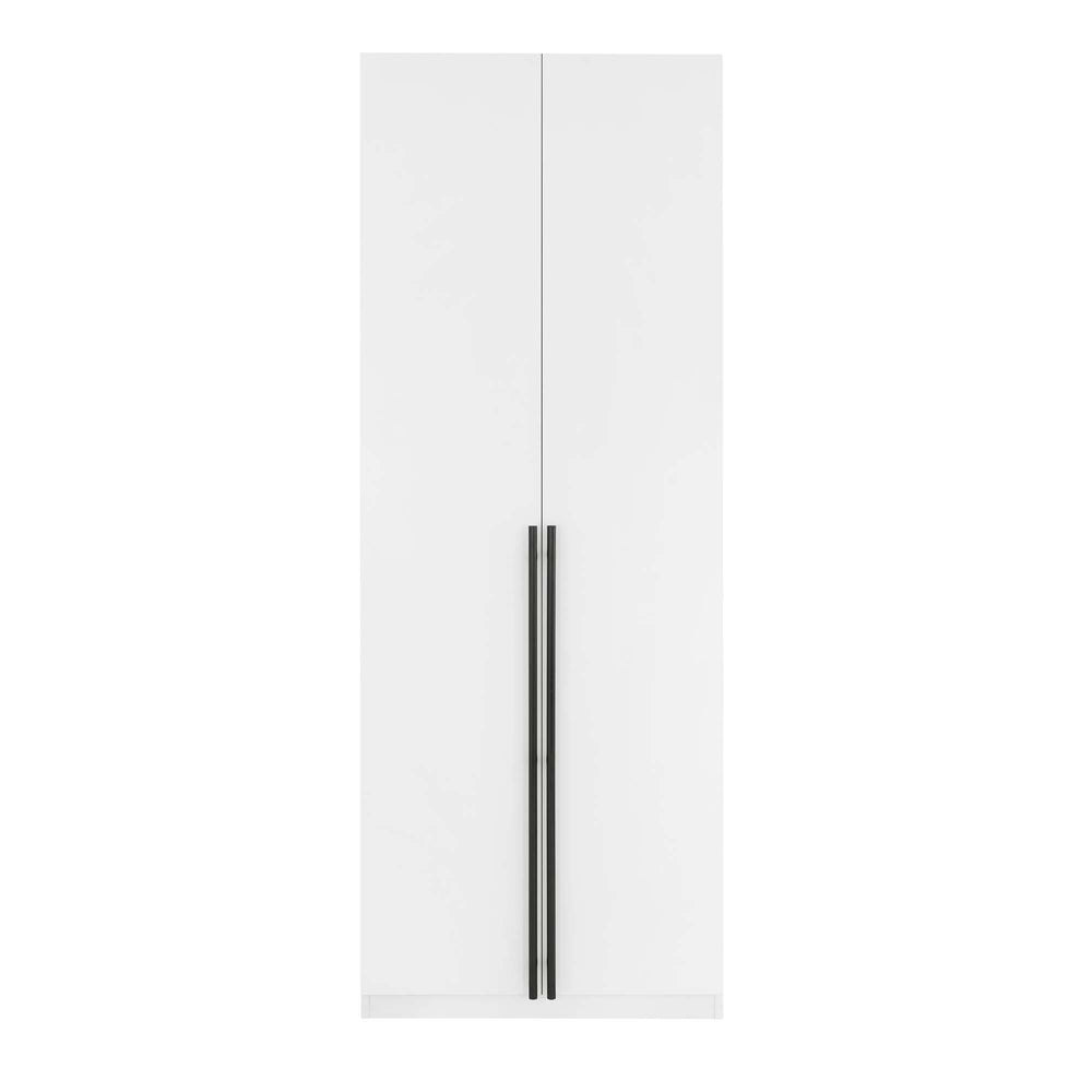 English Elm Lee 32" Wardrobe Closet White — Tall Slim Storage with 3 Shelves, 2 Soft-Close Drawers & Snap Assembly B365S00129