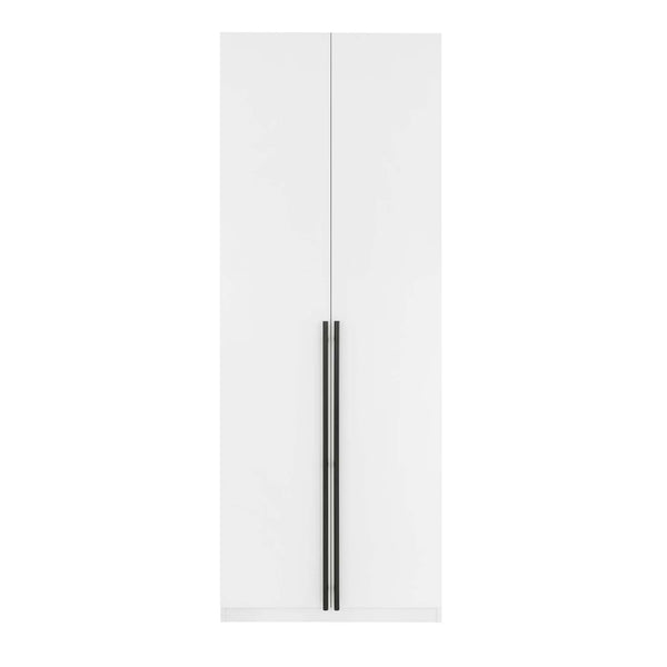 English Elm Lee 32" Wardrobe Closet White — Tall Slim Storage with 3 Shelves, 2 Soft-Close Drawers & Snap Assembly B365S00129