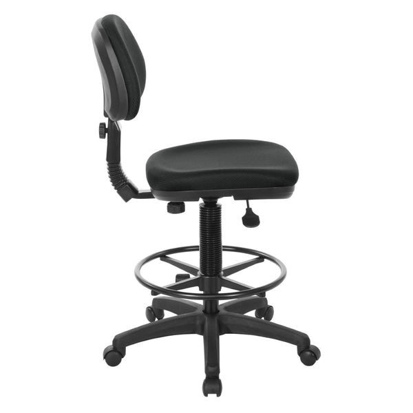 OSP Home Furnishings Sculptured Ergonomic Drafting Chair with Adjustable Footrest for Counter Height Workstations Jet DC517-297