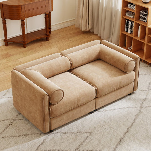 English Elm Stylish Camel Chenille 2-Seater Sofa With Hidden Storage, Ergonomic Design, And Modern Charm W714S01224-GIGA
