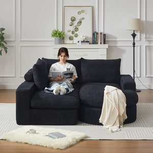 English Elm 99-Inch Chenille Cloud Curved Sectional Sofa – Elegant L-Shaped Couch With Chaise, No Assembly! W834S00478