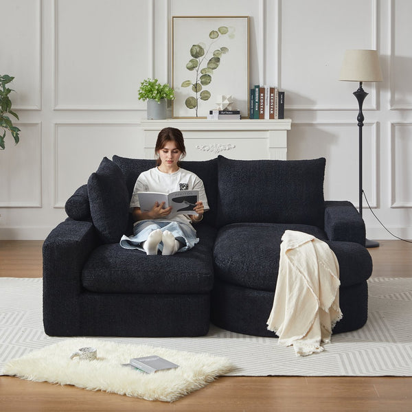 English Elm 99-Inch Chenille Cloud Curved Sectional Sofa – Elegant L-Shaped Couch With Chaise, No Assembly! W834S00478