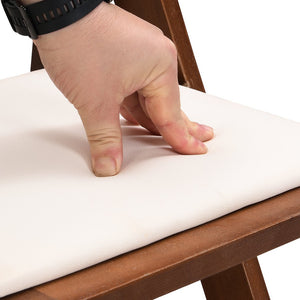 English Elm Upholstered Solid Wood Folding Chair Set of 4 — Walnut Frame, Beige PU Cushion, Space-Saving Comfort W49553920