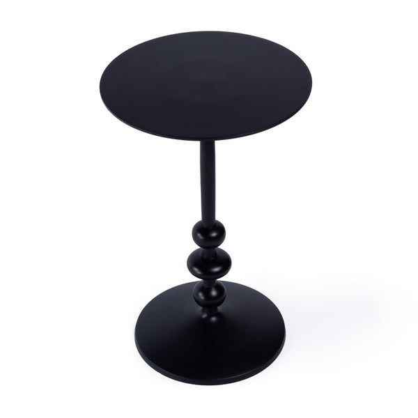 Butler Specialty Zora Outdoor Round Pedestal Side Table - Elegant Matte Black Finish For Your Stylish Oasis Black Aluminum 9340437-butler