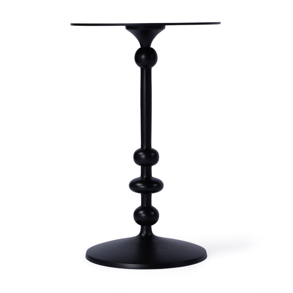 Butler Specialty Zora Outdoor Round Pedestal Side Table - Elegant Matte Black Finish For Your Stylish Oasis Black Aluminum 9340437-butler