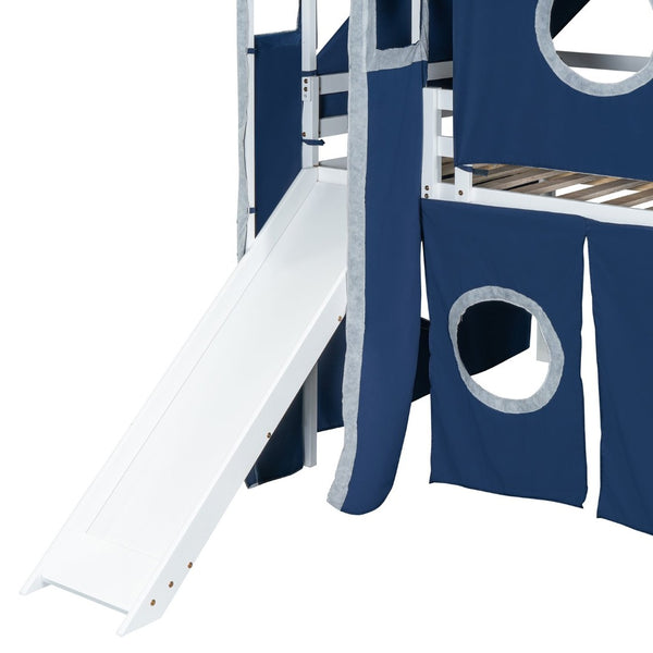 English Elm Full Size Castle Loft Bed with Tent Canopy and Tower for Kids Playroom LT000569AAC-1
