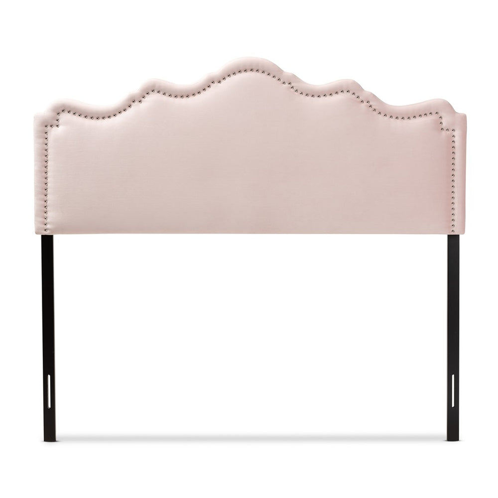 Baxton Studio Baxton Studio Nadeen Chic Light Pink Velvet Headboard with Nailhead Trim for Modern Bedrooms BBT6622-Light Pink-HB-Queen