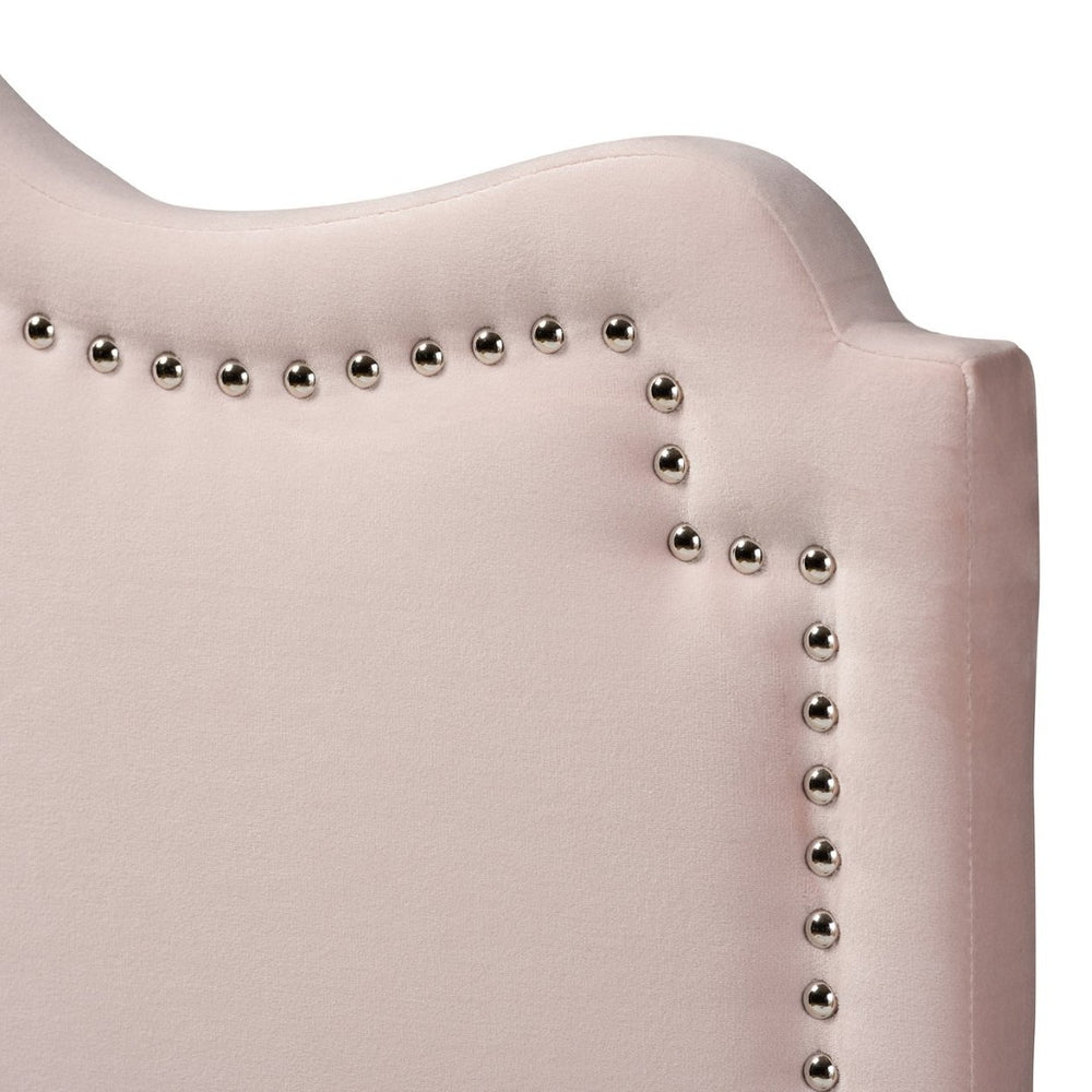Baxton Studio Baxton Studio Nadeen Chic Light Pink Velvet Headboard with Nailhead Trim for Modern Bedrooms BBT6622-Light Pink-HB-Queen