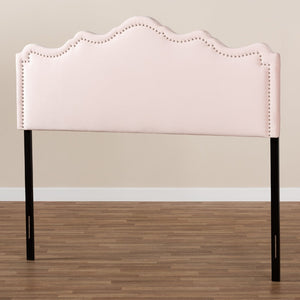 Baxton Studio Baxton Studio Nadeen Chic Light Pink Velvet Headboard with Nailhead Trim for Modern Bedrooms BBT6622-Light Pink-HB-Queen