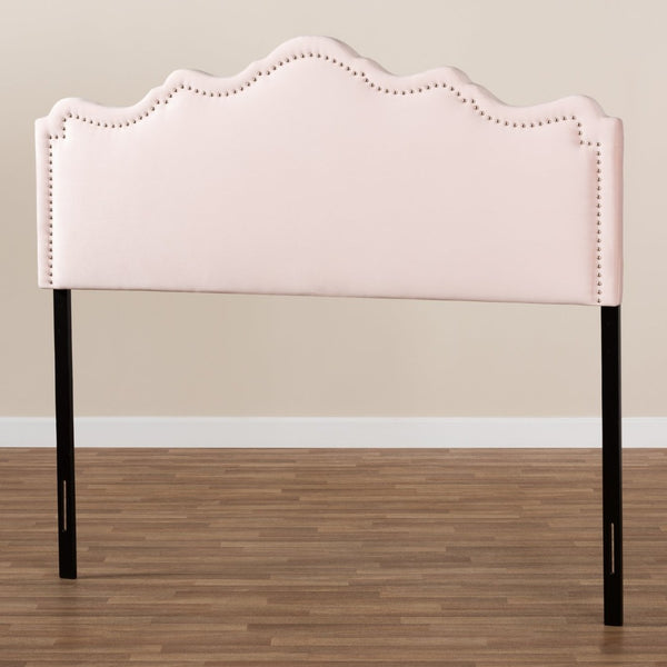 Baxton Studio Baxton Studio Nadeen Chic Light Pink Velvet Headboard with Nailhead Trim for Modern Bedrooms BBT6622-Light Pink-HB-Queen