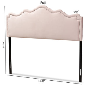 Baxton Studio Baxton Studio Nadeen Chic Light Pink Velvet Headboard with Nailhead Trim for Modern Bedrooms BBT6622-Light Pink-HB-Queen