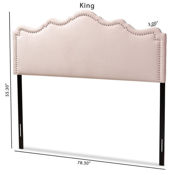 Baxton Studio Baxton Studio Nadeen Chic Light Pink Velvet Headboard with Nailhead Trim for Modern Bedrooms BBT6622-Light Pink-HB-Queen