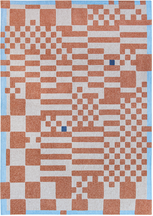 Louis de Pootere Craft Chess 100% PET Poly Mechanically Woven Jacquard Flatweave Geometric Rug Nude 9'2" x 12'10"