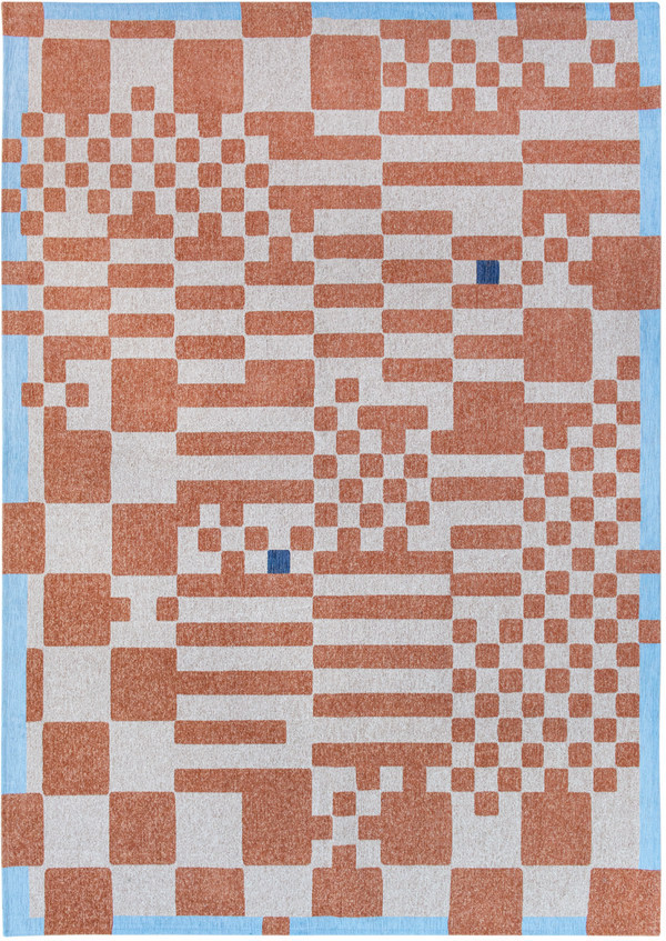 Louis de Pootere Craft Chess 100% PET Poly Mechanically Woven Jacquard Flatweave Geometric Rug Nude 9'2" x 12'10"