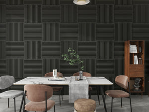English Elm 4pcs Matte Finish Mdf Acoustic Wall Panels 3d Slat Design for Modern Home Office Matt Black W3022P431990