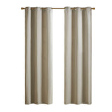 SunSmart Taren Modern/Contemporary Solid Blackout Triple Weave Grommet Top Curtain Panel Pair SS40-0155 Beige