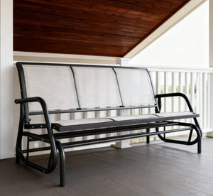 English Elm Outdoor 3 Seat Porch Glider Bench Powder Coated Steel Breathable Mesh Patio Swing T3971P420618