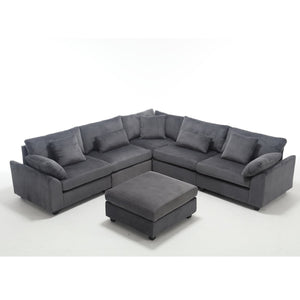 English Elm L L shape Sofa Set Ottoman Corduroy Fabric Sectional Modern Classic Design Oversized Comfort Gray W2325P186972