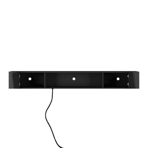 English Elm Floating TV Stand Wall Mounted with 16-Color LED Accent Lighting, 69" Modern Floating Cabinet for TVs Black 75.2 L x 16.54 W x 5.51 H W1321P237655