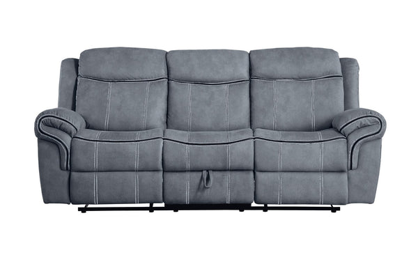 English Elm Zubaida Two Tone Velvet 3PCS Recliner Living Room Set with Tufted Design, Pillow Arms & Smooth Recline Gray 86 L x 31 W x 26 H B2726S00196