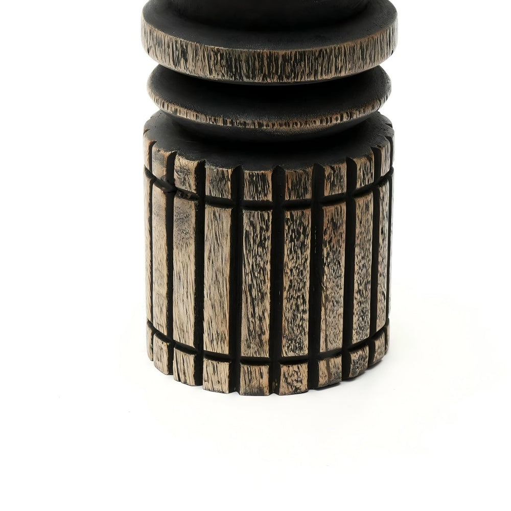 English Elm Decorative Wooden Centerpiece Candle Holder – Elegant Black Stand For Pillar Candles & Home Décor B346P336824