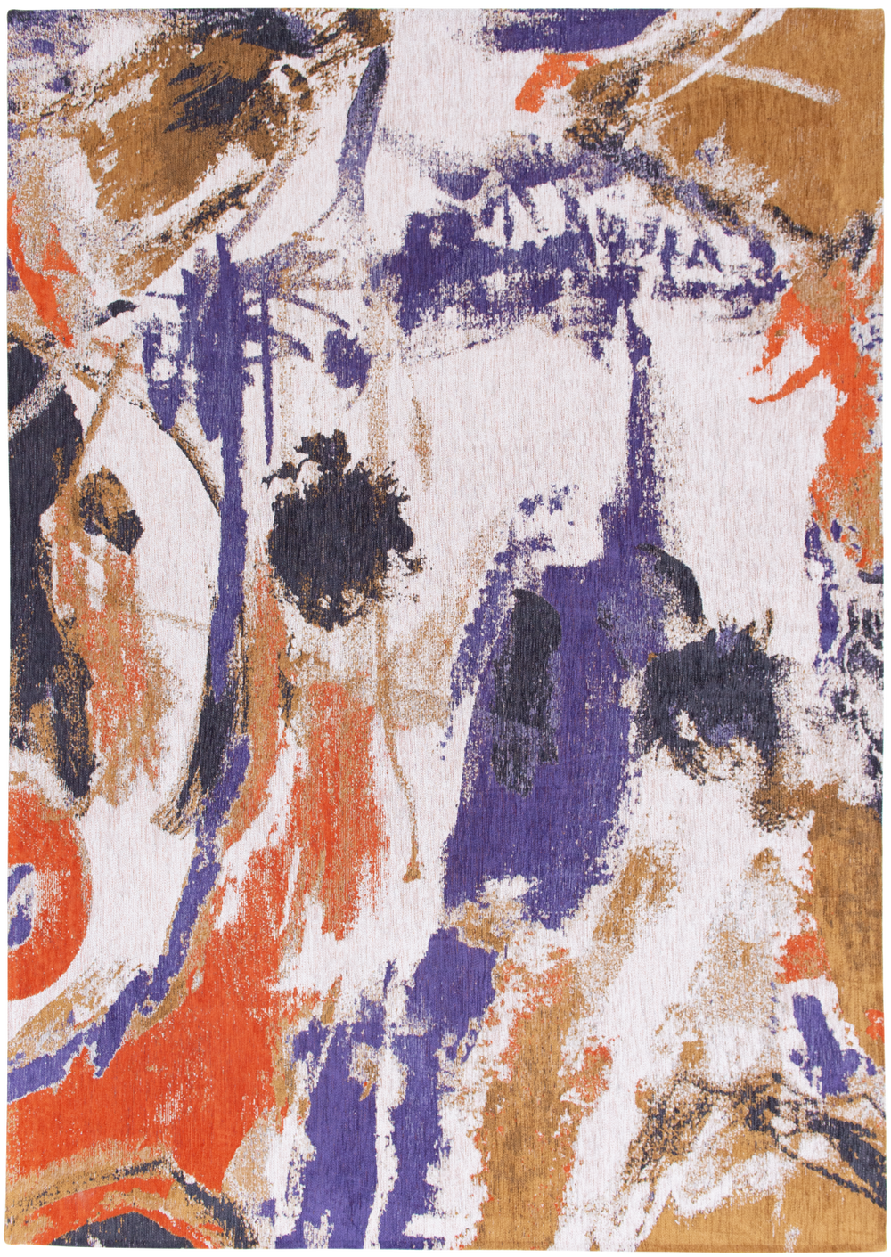 Louis de Pootere Gallery Fresque 100% PET Poly Mechanically Woven Jacquard Flatweave Abstract Rug Purple Game 7'10"