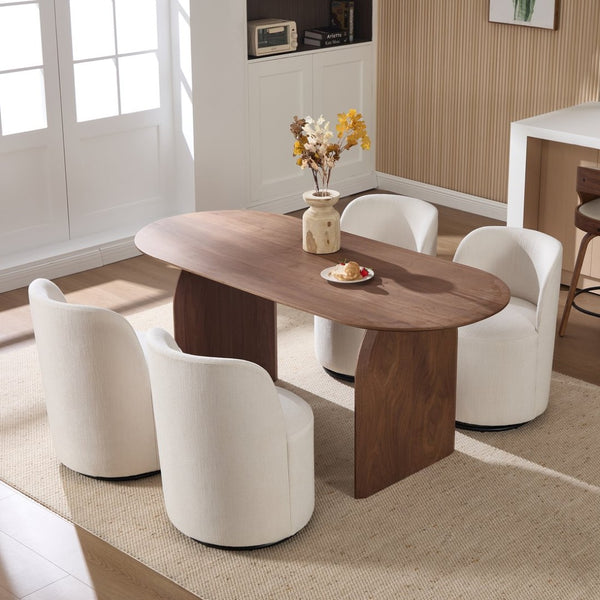 English Elm Set Swivel Barrel Accent Chair Armless Linen Upholstered Compact Seat for Dining Vanity Bedroom Beige W3244P454053
